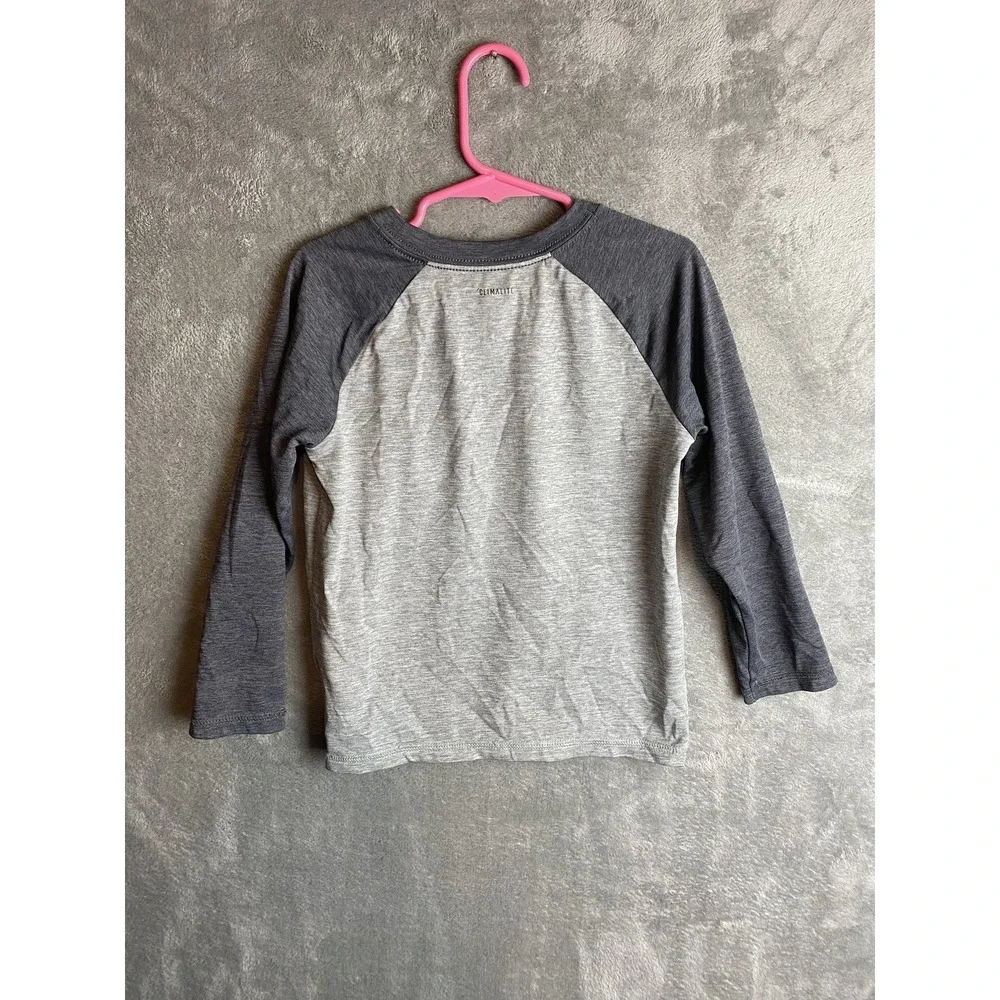 Adidas Soccer Boys 4 Gray Green Polyester Long Sleeve Shirt